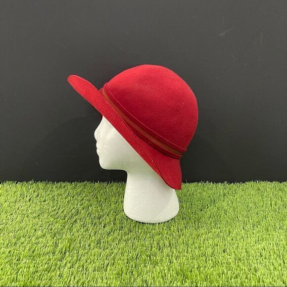 VTG Doeskin Felt 100% Wool - Miss Bierner Red Hat - Picture 3 of 7